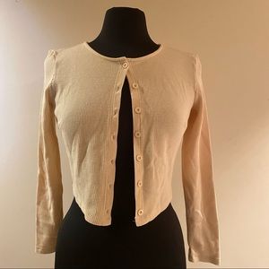 PRINCESS POLLY Light Yellow Waffle Cropped Cardigan | size 8